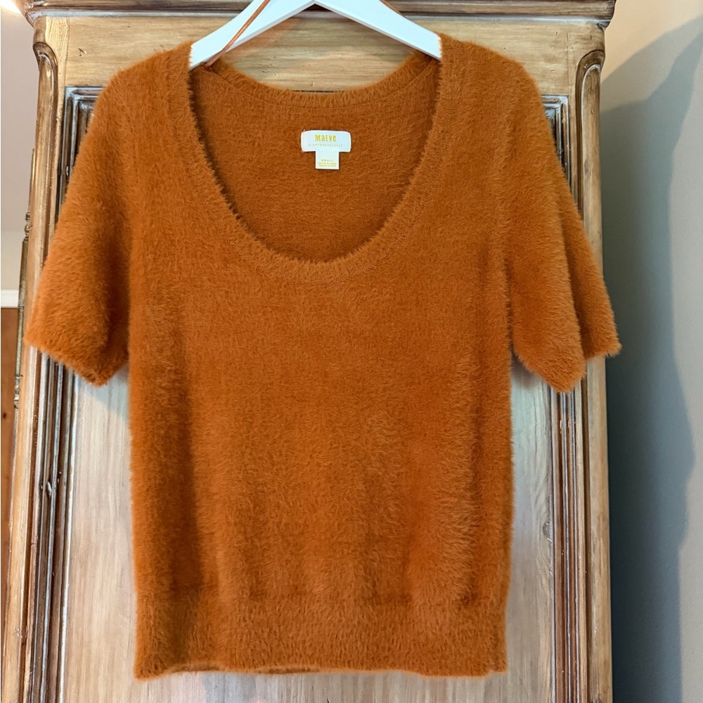 Maeve Scoop Neck Eyelash Sweater Tee size S